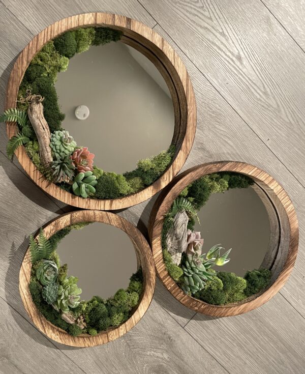 Set of 3 Moss Mirrors